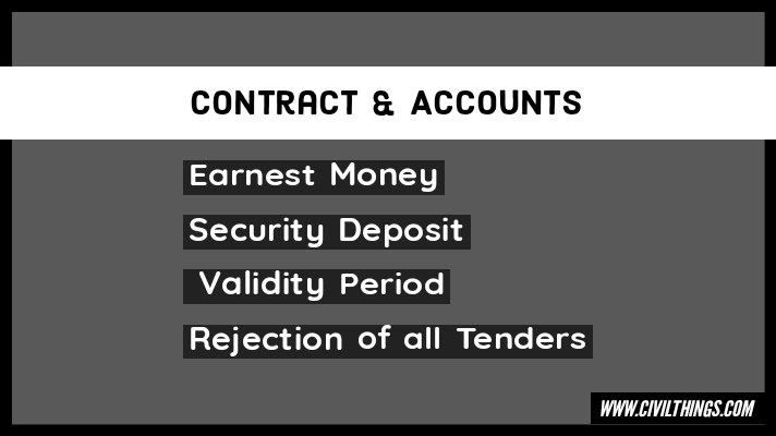 Earnest Money Security Deposit Validity Period Rejection of all Tenders