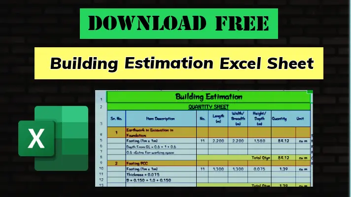 Building Estimation Excel Sheet Download Free