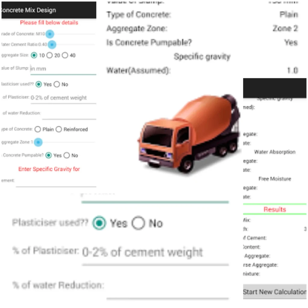 Concrete mix design app